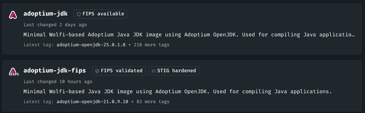 Chainguard library FIPS container image